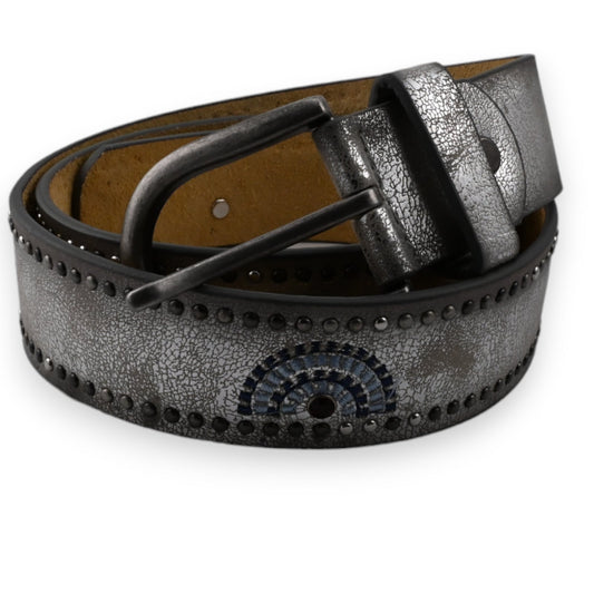 Ceinture cloutée femme argenté vieilli