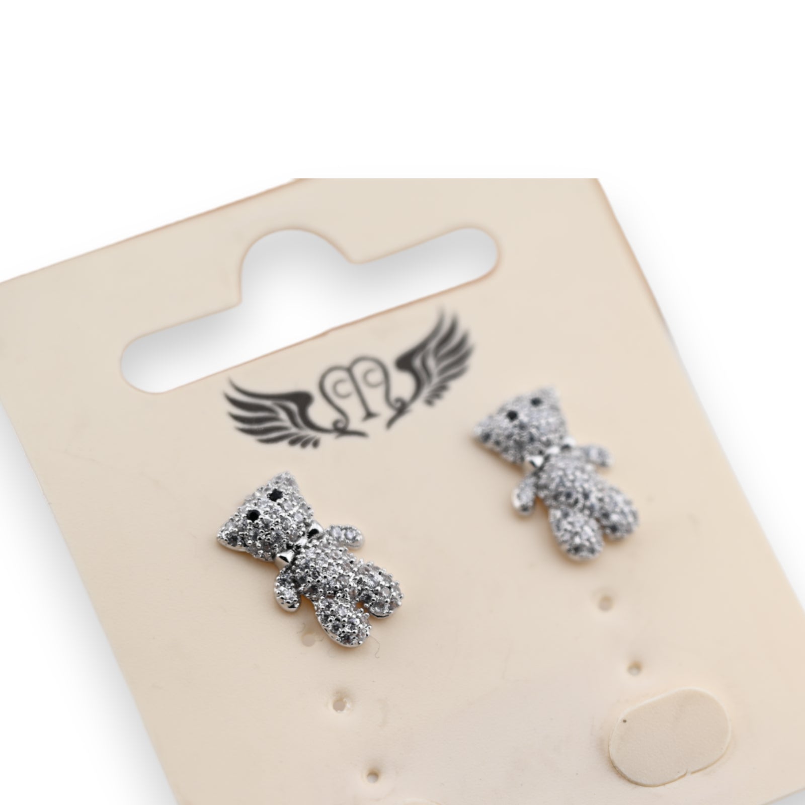 Ohrringe Fantasie Teddybär silber Strass
