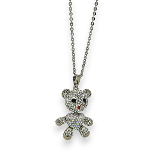 Fantasie-Halskette Teddy Strass weiß