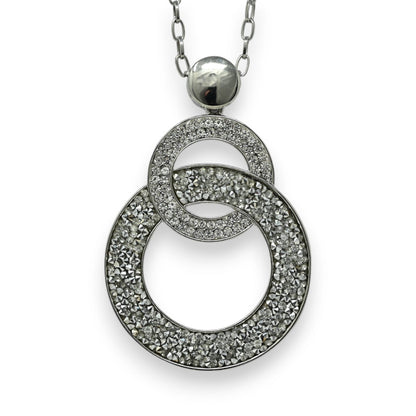 Langer silberfarbener Doppelring-Glitzer-Fantasie-Halskette