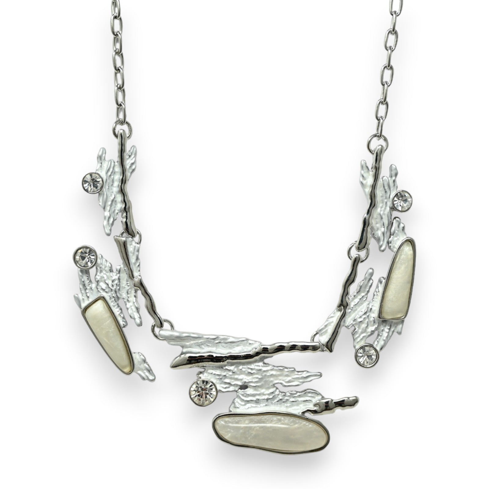 Schmuckset silberne Halskette weißes Design