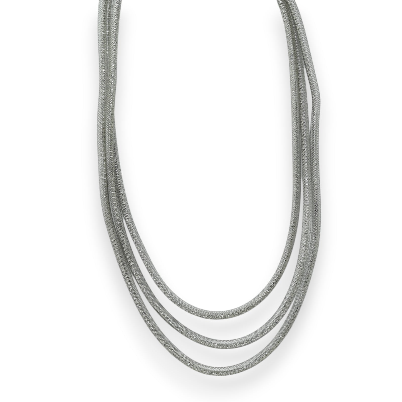 Fantasie-Kette silberner Rohr weiße Kristalle