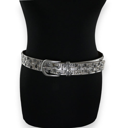 Ceinture cloutée femme argentée