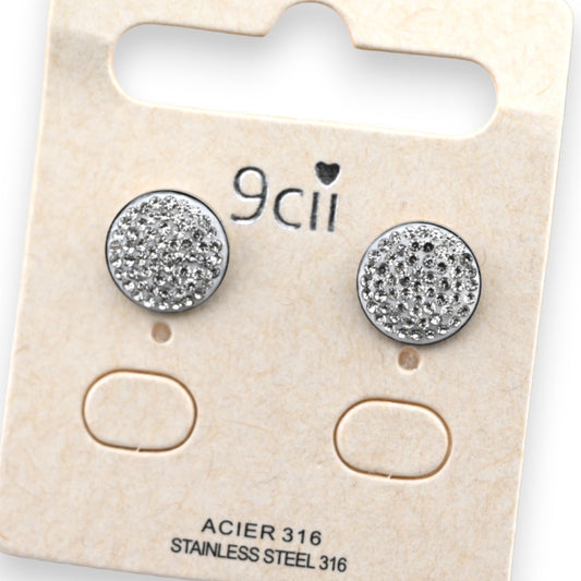 Ohrring aus silbernem Stahl mit Rundstrass