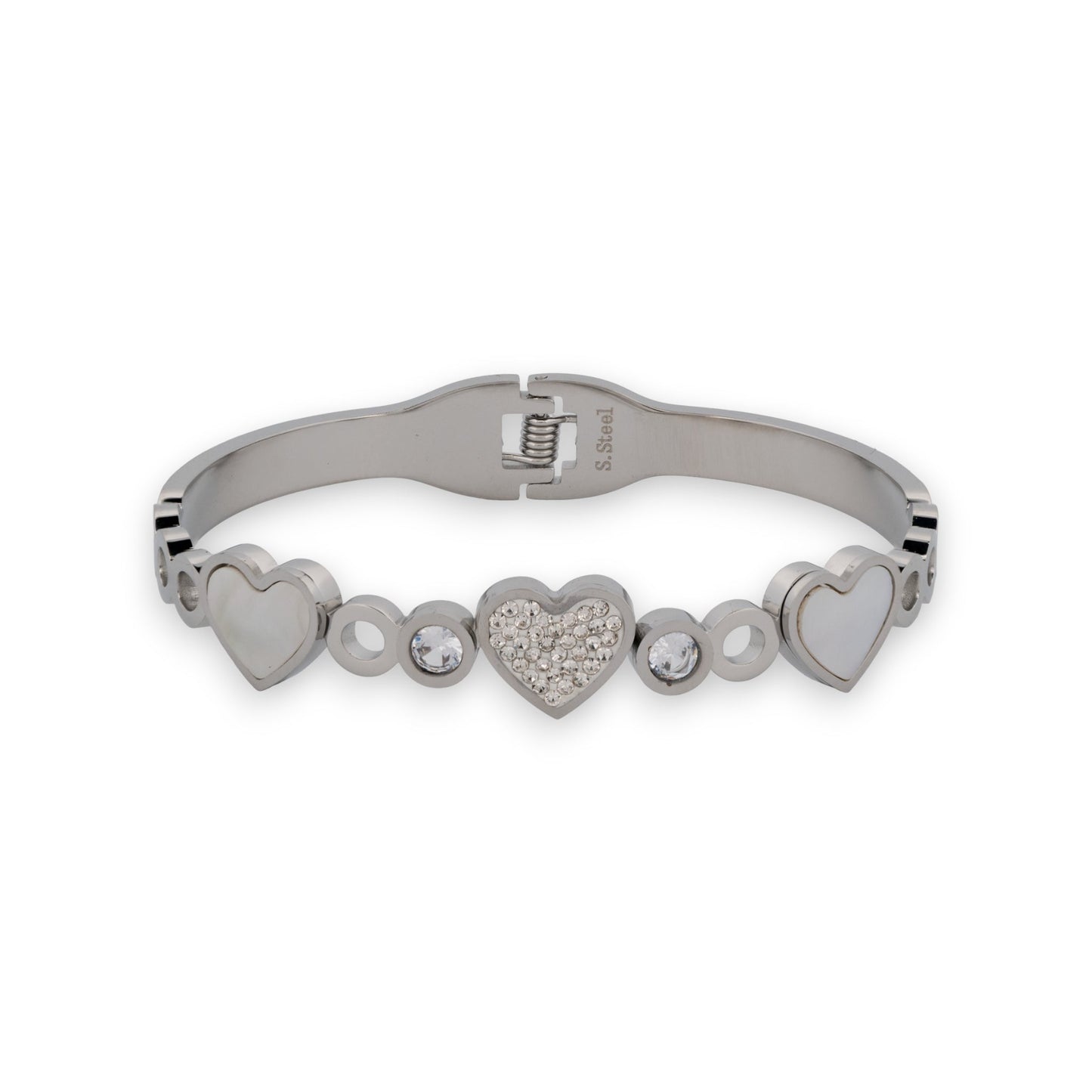 Feines silbernes Armband mit Strass und Herz