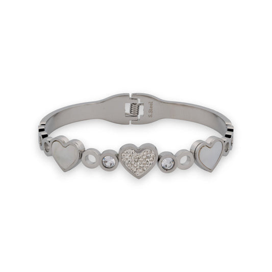 Feines silbernes Armband mit Strass und Herz