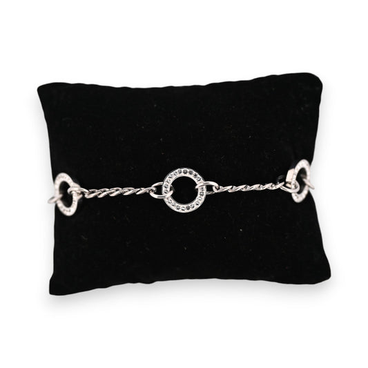 Armband aus silbernem Stahl mit Strasskreis-Kette