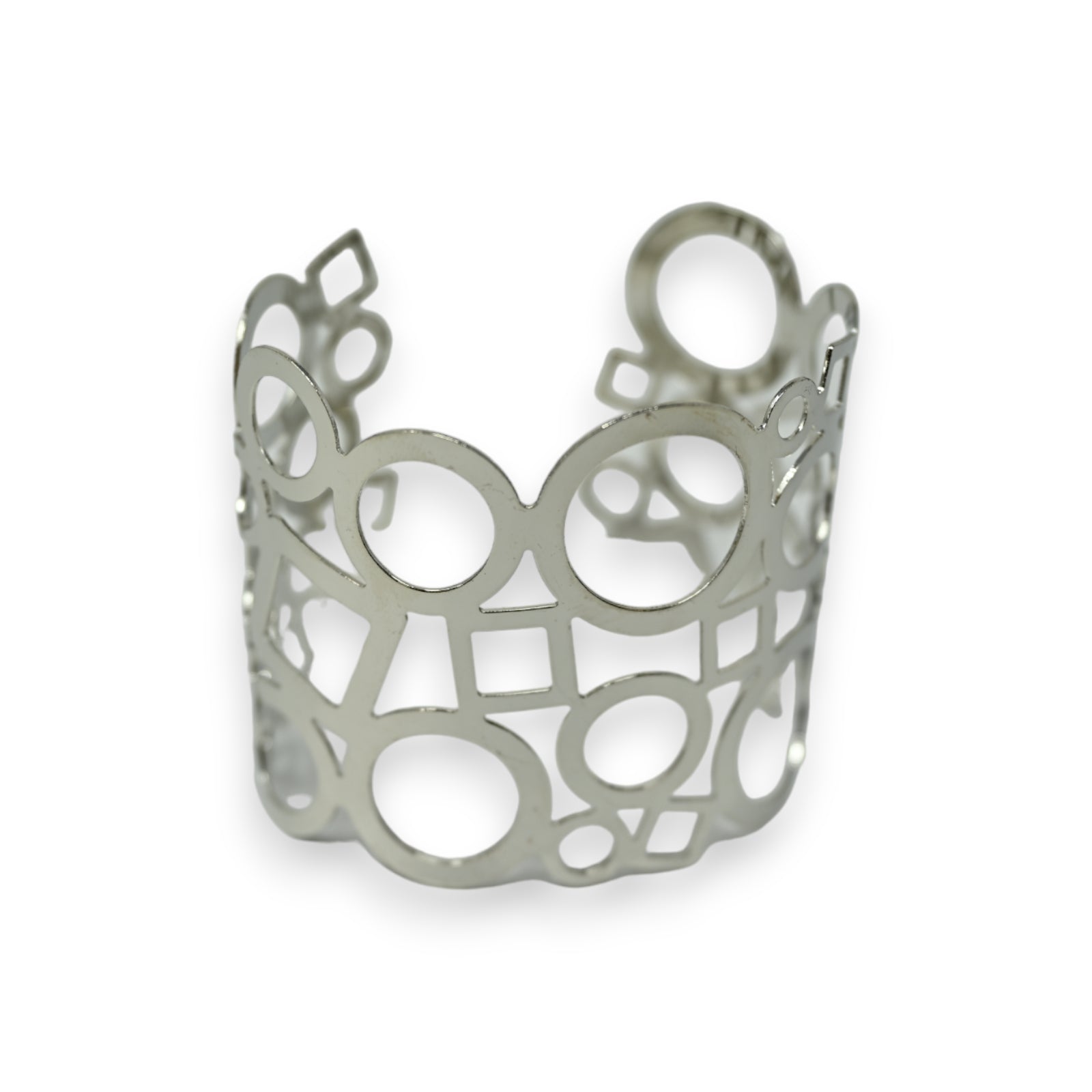 Geometrisch geformtes silbernes Manschettenarmband