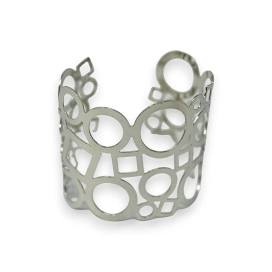 Geometrisch geformtes silbernes Manschettenarmband
