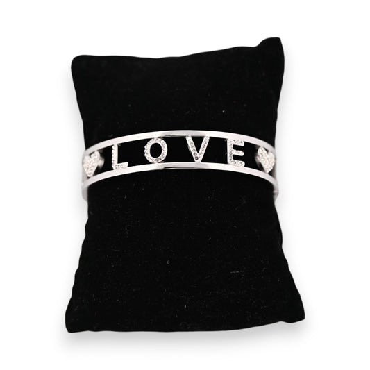 Silberfarbenes starres Stahlarmband LOVE