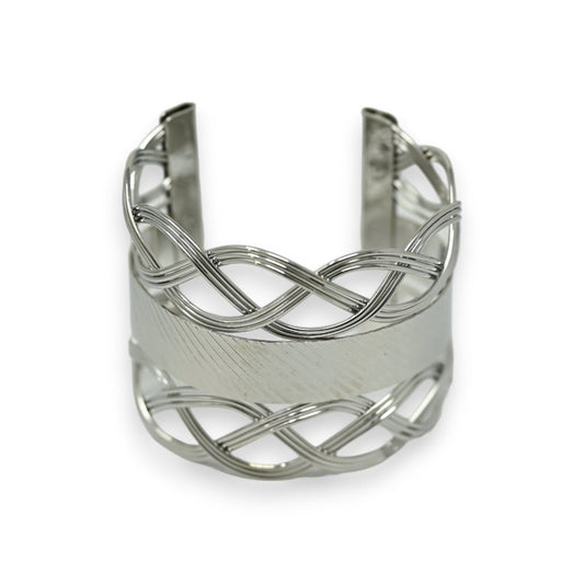 Silbernes Manschettenarmband mit Kurvengrafik
