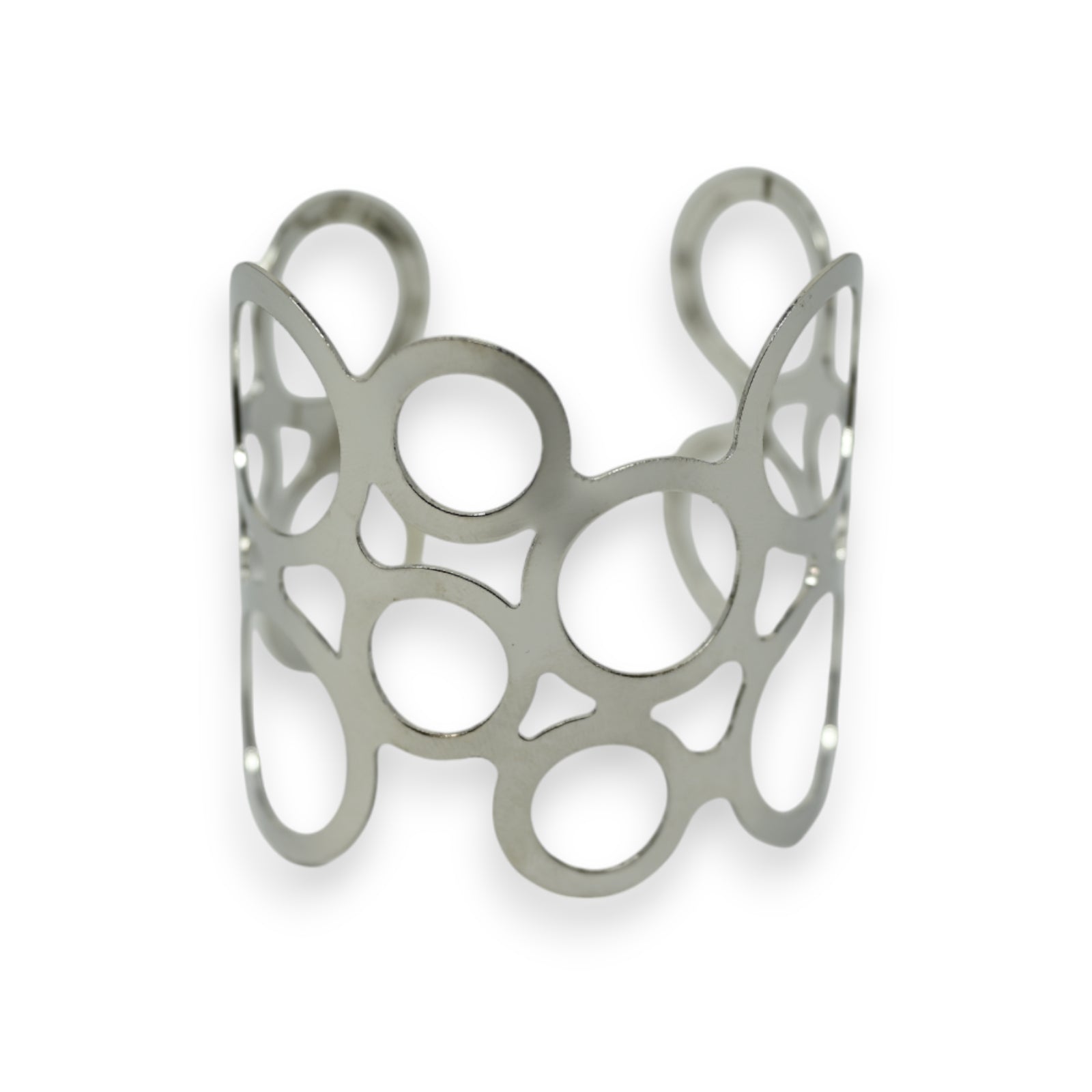 Silbernes Manschettenarmband mit rundem Muster