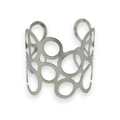 Silbernes Manschettenarmband mit rundem Muster