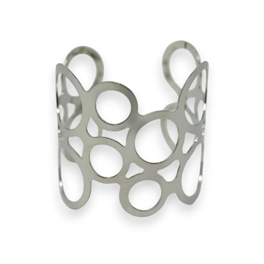 Silbernes Manschettenarmband mit rundem Muster