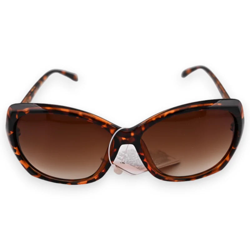 Damen-Sonnenbrille Leopard braun mit verzierten Bügeln, braune Verlaufsgläser