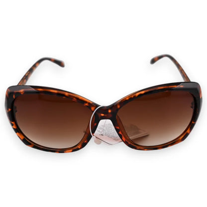 Damen-Sonnenbrille Leopard braun mit verzierten Bügeln, braune Verlaufsgläser