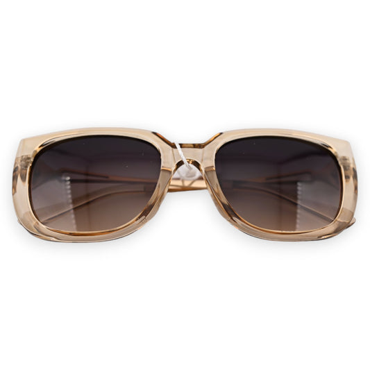 Transparente Brille mit Beige Rahmen