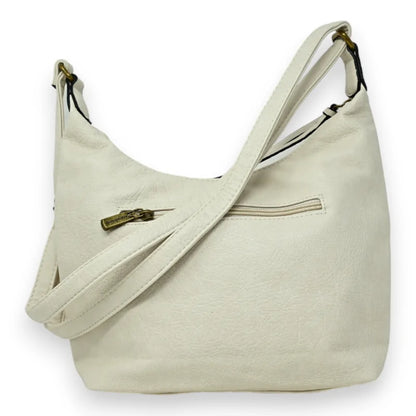 Beige Umhängetasche aus Canvas mit zwei Taschen und verstellbarem Trageriemen
