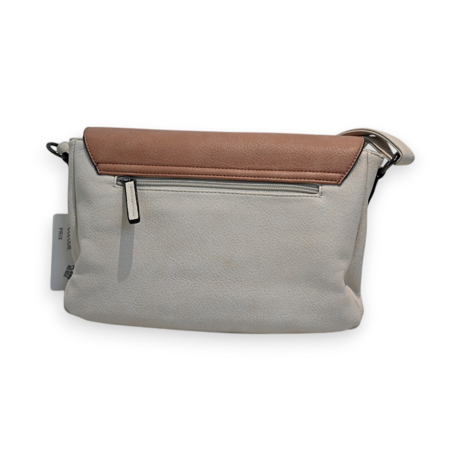 Elegante Umhängetasche in Pastellfarben Grau und Braun mit Reißverschluss, modischer Paris-Style, dreifarbiges Design