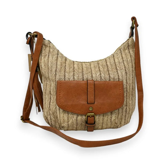 Umhängetasche dunkles Stroh Bananenform