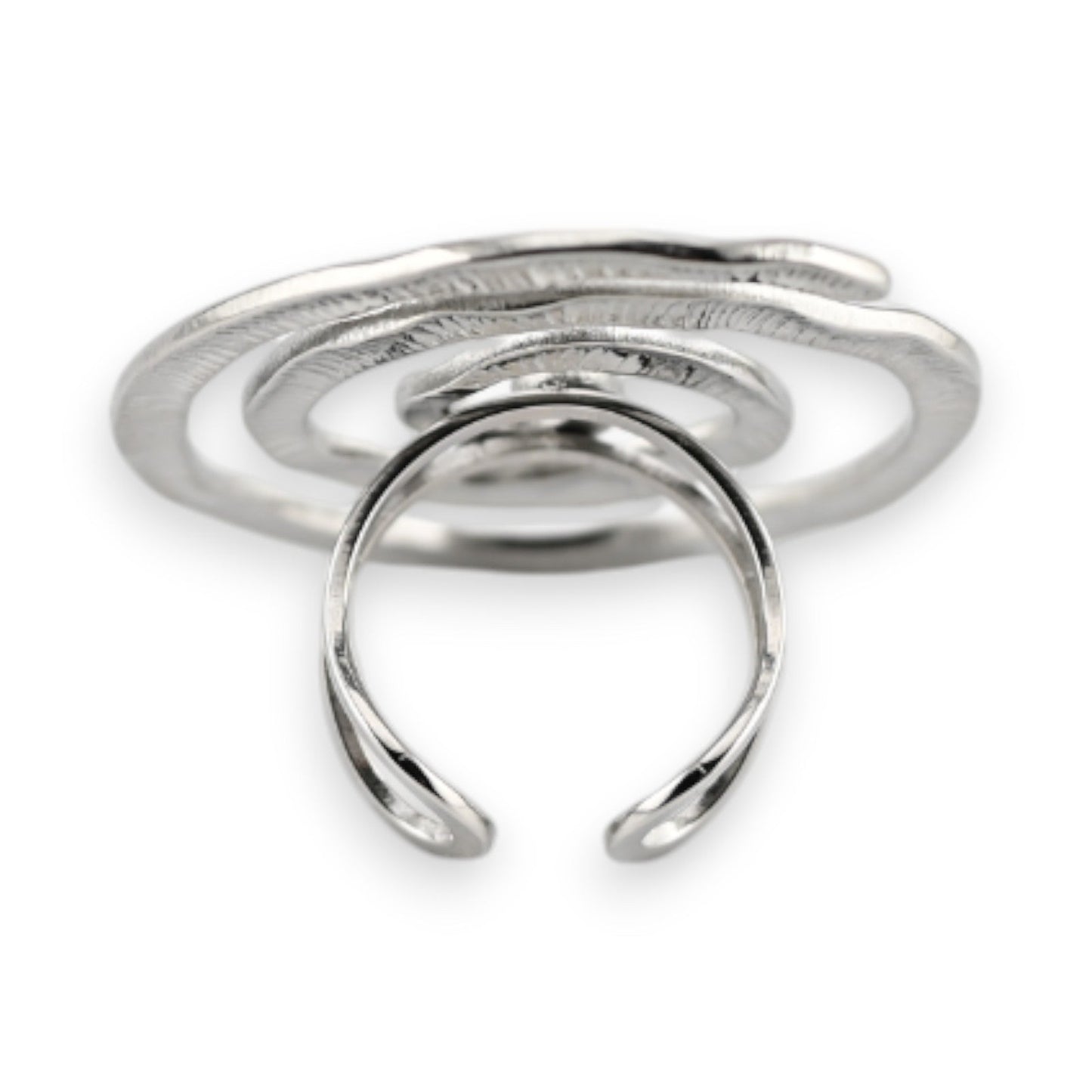 Verstellbarer Edelstahlring in Spiralform, silberfarbenes Design mit mehreren Windungen, moderner und eleganter Schmuck