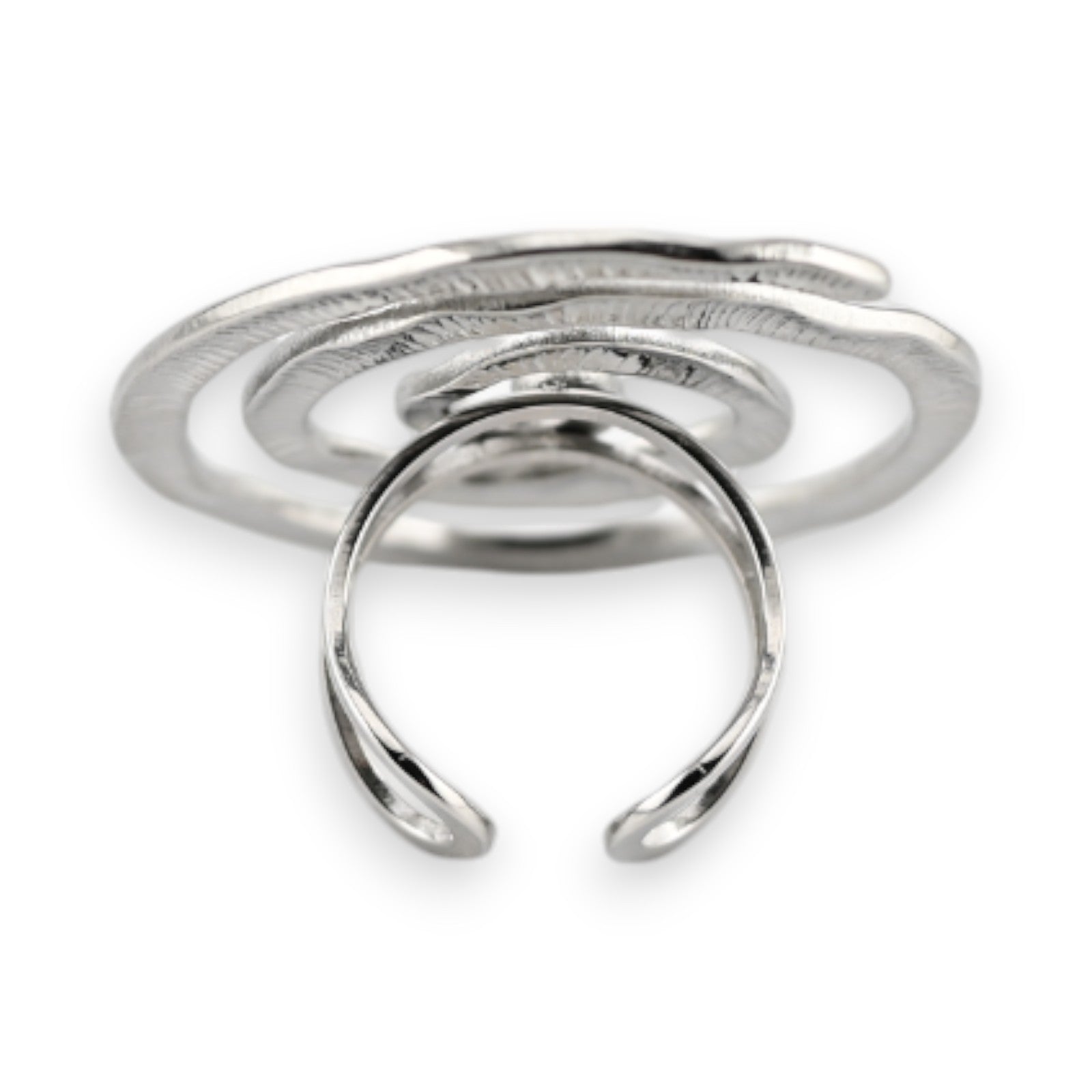 Verstellbarer Edelstahlring in Spiralform, silberfarbenes Design mit mehreren Windungen, moderner und eleganter Schmuck