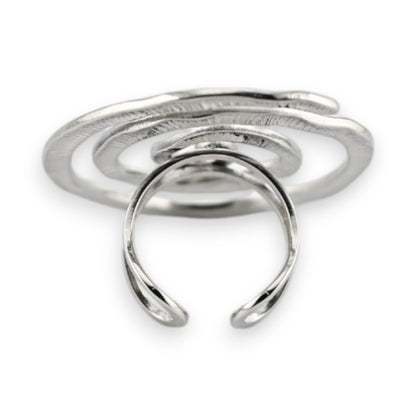 Verstellbarer Edelstahlring in Spiralform, silberfarbenes Design mit mehreren Windungen, moderner und eleganter Schmuck