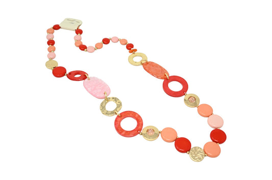 Vintage Kette in Längenverstellung mit Runden Nuancen in Rot-Orange