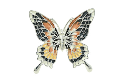 Vintage Silberne Magnetische Schmetterling-Brosche