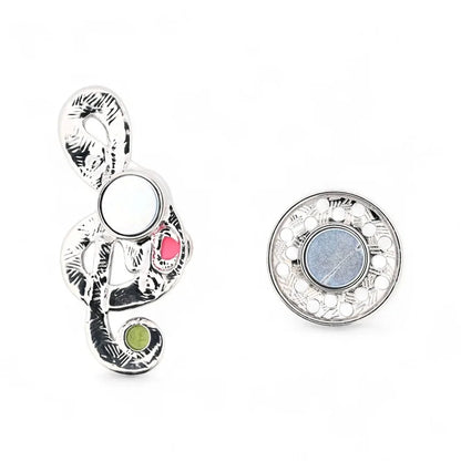 Violinschlüssel Emaille Farbverlauf violett grün orange rosa blau Steine - künstlerische Musik Brosche