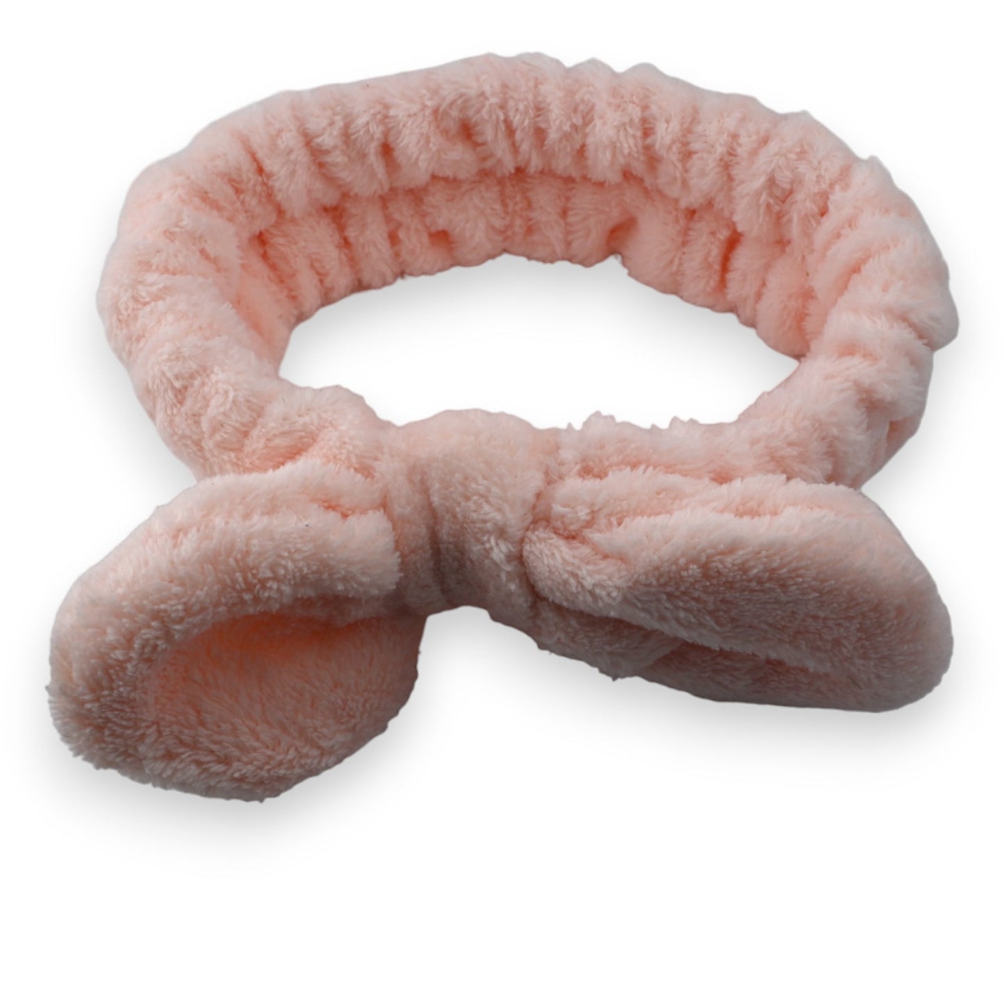 Weiches, rosa gefüttertes Make-up-Stirnband mit flauschiger Oberfläche und elastischem Design für Gesichtspflege und Kosmetik