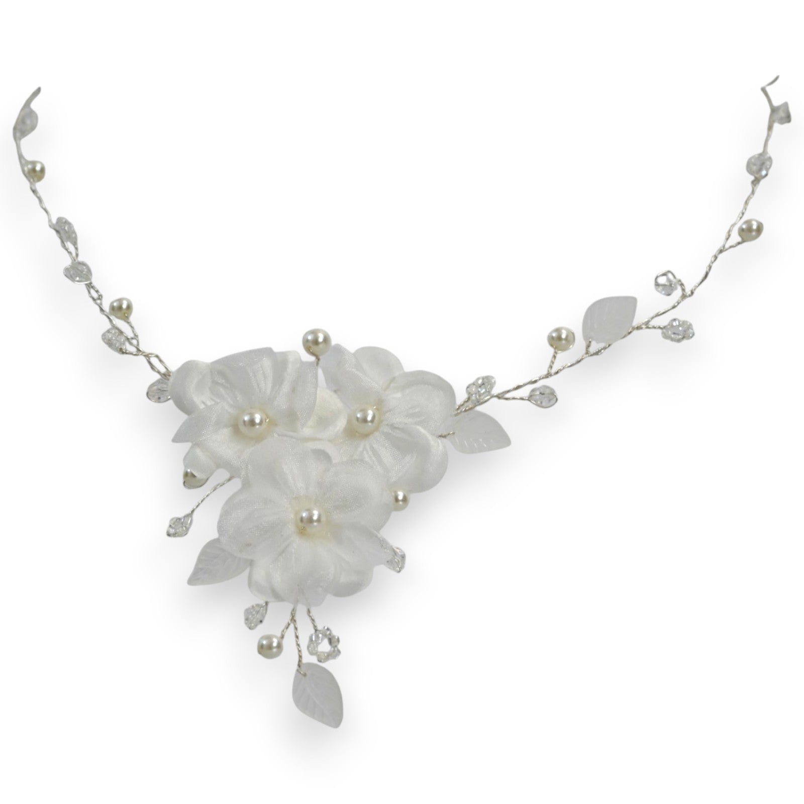 Blumen- und Perlenkette aus Stoff für Hochzeiten