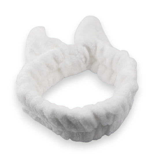 Weiches, flauschiges Stirnband in Weiß für Make-up und Gesichtspflege, elastisch mit Katzenhörnchen-Form