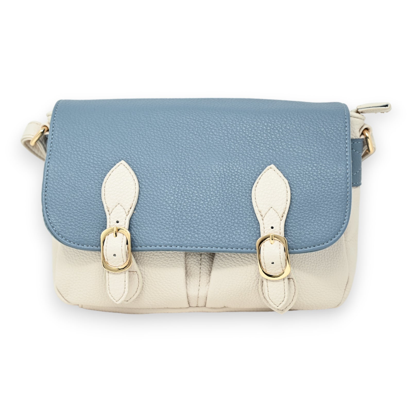 Zweifarbige beige und jeansblaue Umhängetasche
