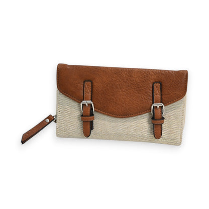 Zweifarbiges Portemonnaie Élégance Mélanie Paris Beige und Camel